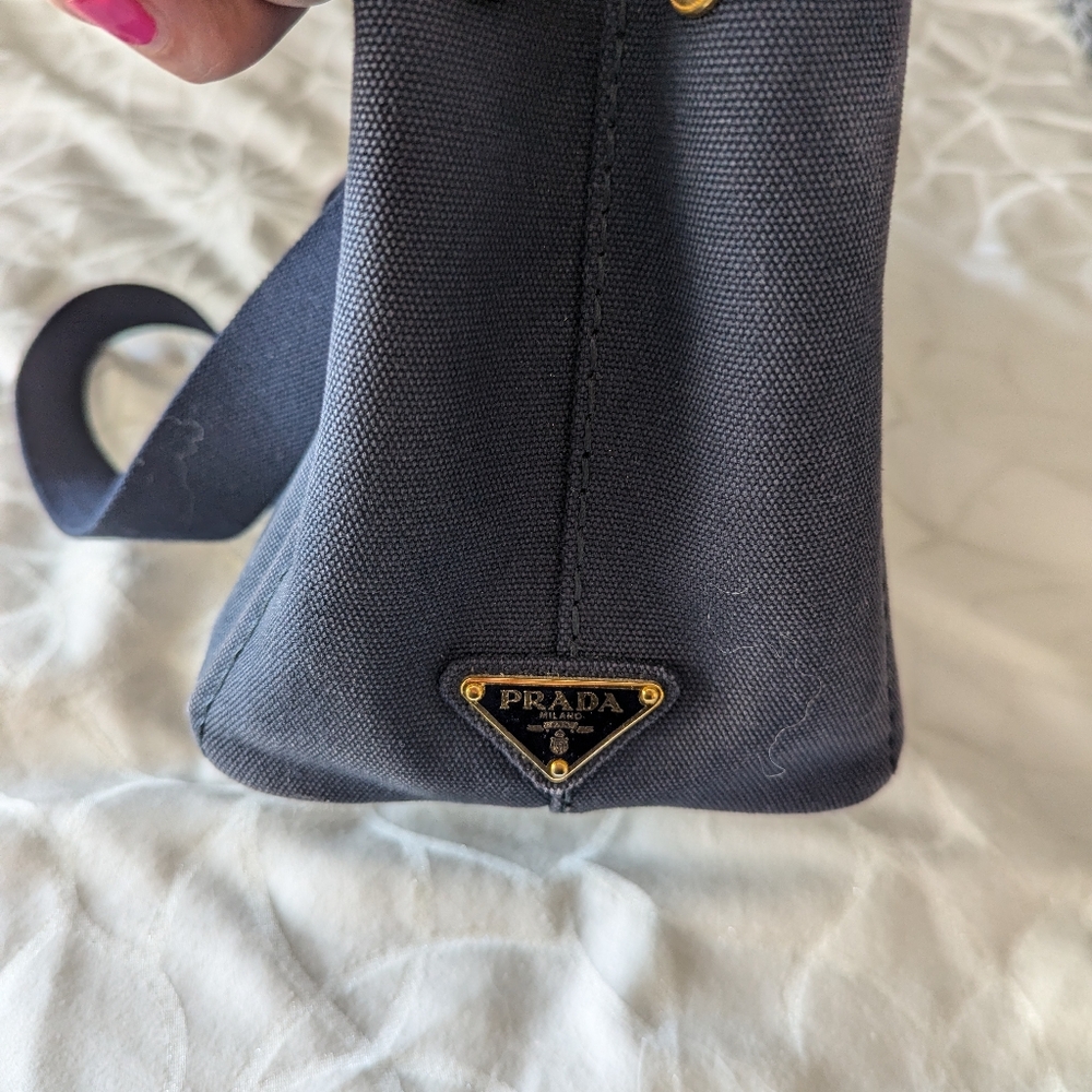 Prada navy blue canapa tote - Picture 8 of 10